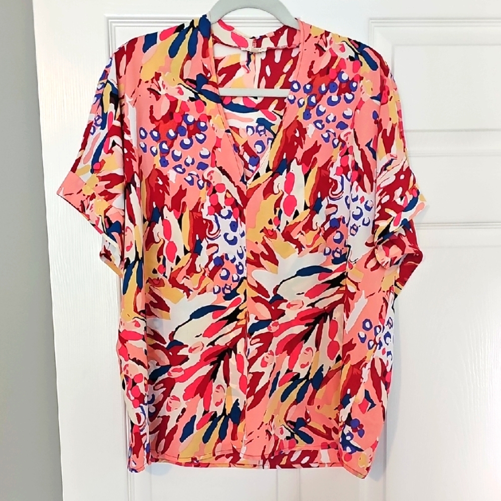 JODIFL Pink Boxy Short Sleeve Blouse